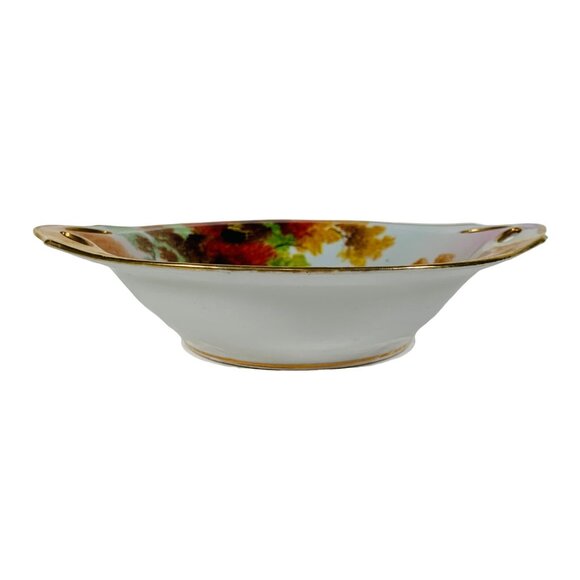 Antique Nippon Autumn Pierced Bowl Decorative Fall Foliage Hand Painted Dish - Picture 3 of 11